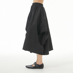 夏の新作♪タックギャザースカート 黒 夏 シンプル 大きいサイズ 3枚目の画像