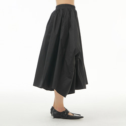 夏の新作♪タックギャザースカート 黒 夏 シンプル 大きいサイズ 5枚目の画像