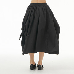 夏の新作♪タックギャザースカート 黒 夏 シンプル 大きいサイズ 4枚目の画像