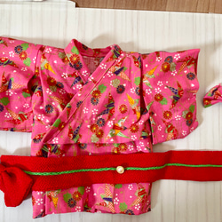 ぽぽちゃん服　浴衣(ピンク、折り紙柄) 3枚目の画像