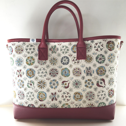 江戸更紗トートバッグ 紺/赤 トートバッグ 染の里おちあい 二葉