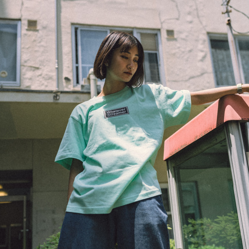 た*く様 00s 〜 Y2K giorgio armani ミントグリーンシャツ WHATEVER STREAMER ボックス ロゴ 半袖 Tシャツ 大きめ ビッグ