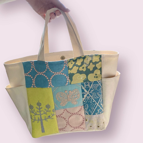 ミナペルホネン Mサイズ ポケットトートバッグ トートバッグ ユーカリ