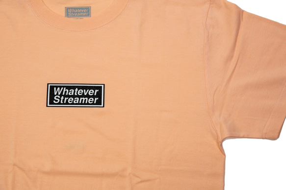 WHATEVER STREAMER ボックス ロゴ 半袖 Tシャツ 大きめ ビッグシルエット サーモン ピンク 7枚目の画像