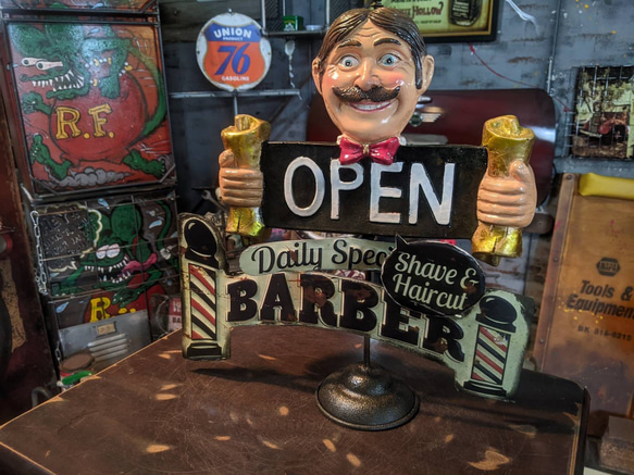 BARBAR SHOP 置き看板（卓上型） 理容室看板 オープン