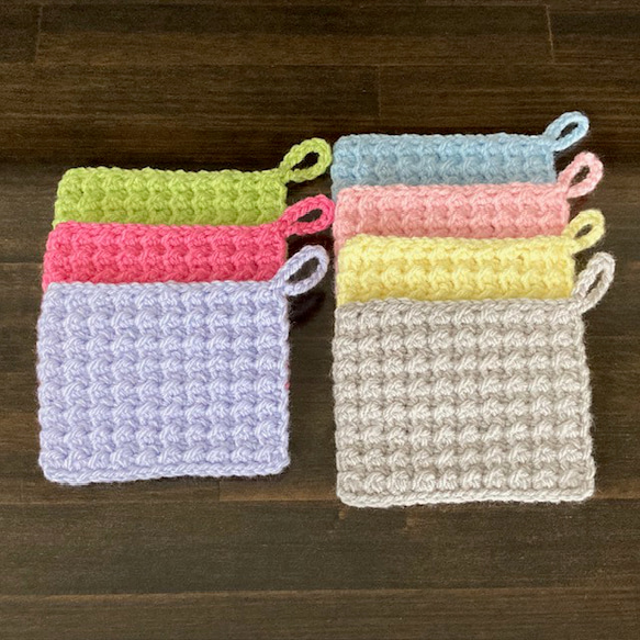 送料無料】アクリルたわし 7個セット エコたわし スクエア シンプル