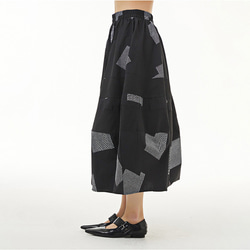 夏の新作♪タックギャザースカート 大きいサイズ Aラインスカート ゆったり 黒 夏 シンプル 7枚目の画像