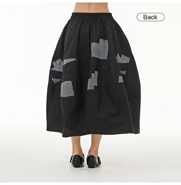 夏の新作♪タックギャザースカート 大きいサイズ Aラインスカート ゆったり 黒 夏 シンプル 4枚目の画像