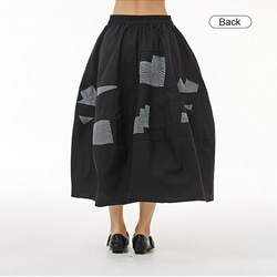夏の新作♪タックギャザースカート 大きいサイズ Aラインスカート ゆったり 黒 夏 シンプル 3枚目の画像
