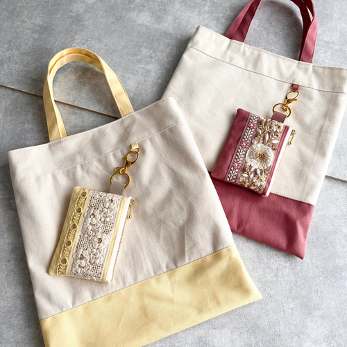 Creema限定 夏の福袋☆A4サイズOK/インド刺繍×帆布☆トート