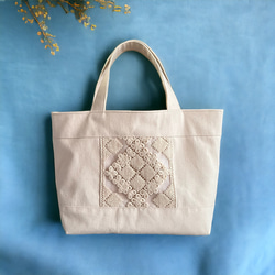 【ラスト１点】インド刺繍×帆布★生成りカラーのナチュラルテイスト/トートバッグ 3枚目の画像