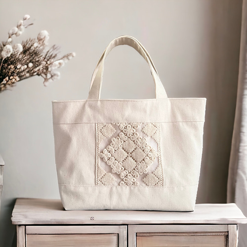 再販】インド刺繍×帆布・生成りカラーのナチュラルテイスト