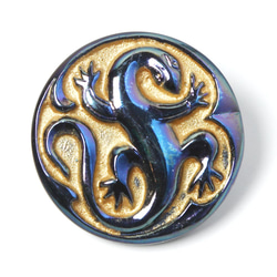 チェコ・ガラスボタン 2.7cm メタリックブルー トカゲ ボタン Babovka