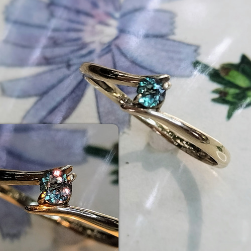 アレキサンドライトのK10リング 11号 天然石 リメイク品 ジュエリー