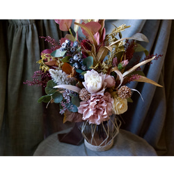 ■バンクシア　アレンジメント　フラワーベース付き　造花　インテリアやプレゼントに　花束　プレゼントフラワーyu2303f 7枚目の画像