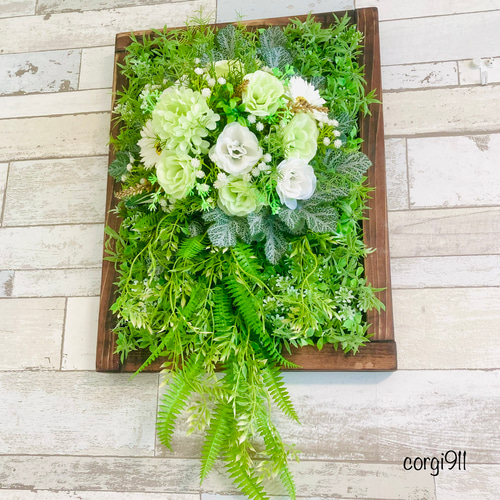 薔薇ブーケのウォールグリーン 44cm×34cm アートフラワー 薔薇ブーケのウォールグリーン 44cm×34cm アートフラワー