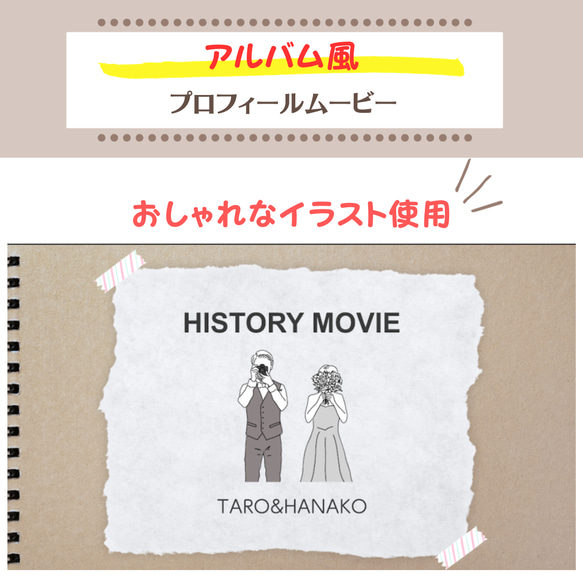 アルバム風おしゃれなイラスト入り♡プロフィールムービー作成します 