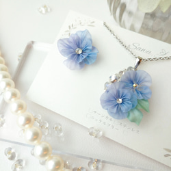 【夏の福袋】～花羽シリーズ～紫陽花ピアス・イヤリング&ネックレスセット/数量限定/creema限定/浴衣/普段使い/ 3枚目の画像