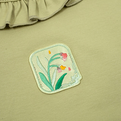草綠色 日系少女木耳花邊郁金香軟fufu短洋裝 立體浮雕裝飾連身裙 第5張的照片