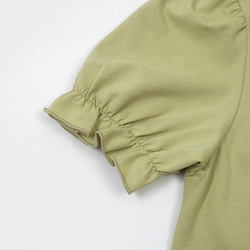 草綠色 日系少女木耳花邊郁金香軟fufu短洋裝 立體浮雕裝飾連身裙 第4張的照片