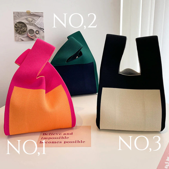 トートバッグ レディース ニット ミニトート ミニバッグ エコバッグ 小さめ おしゃれ 大容量 折りたたみ 大人かわいい 2枚目の画像