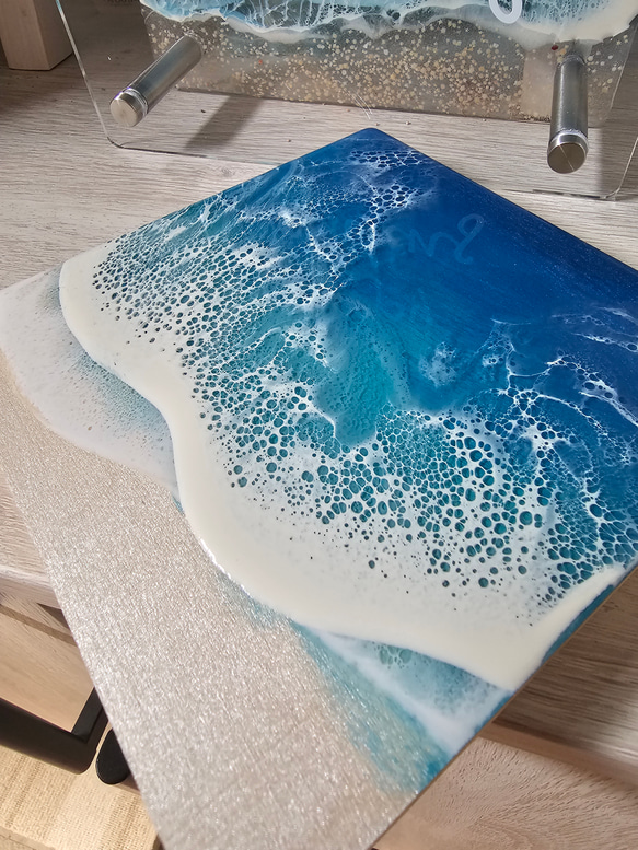 海を感じるインテリア　レジンオーシャンアート　カラフルシリーズ　ブルー 3枚目の画像