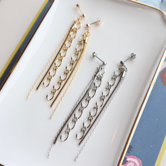 Chain tassel pierce/earring 3枚目の画像