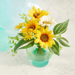 Sunflower Lagoon ひまわり×グラデーションガラスのマジカルウォーターアレンジ 夏　向日葵　 14枚目の画像