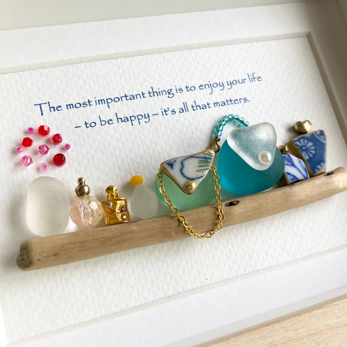 シーグラスアート　葵〜美しく〜 シーグラスアート『仲良しアザラシちゃんと小鳥さん✩.*˚』☆L判