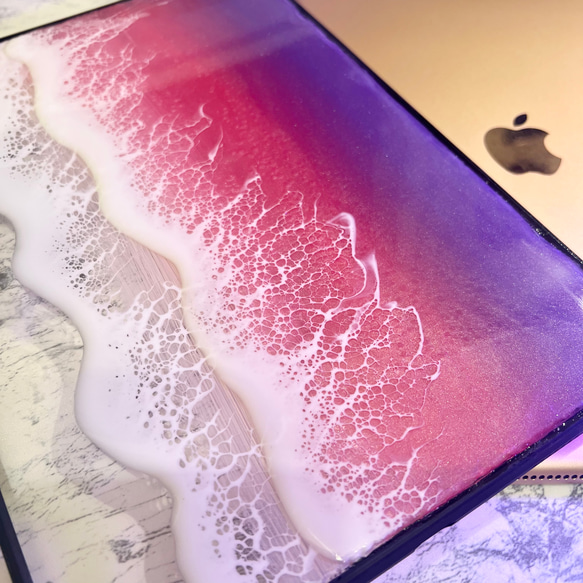 ピンクの海のiPadケース　10.9インチ　第5世代、10世代　オーシャンアート　スマホケース　ダブレット　海 7枚目の画像