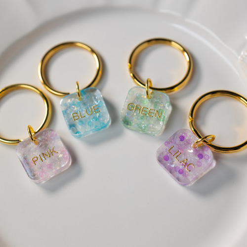 名入れ・文字入れ】泡の色♡クリアつぶつぶチャーム♡キーホルダー