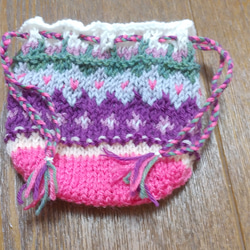 小さな編み込み模様の巾着 3枚目の画像