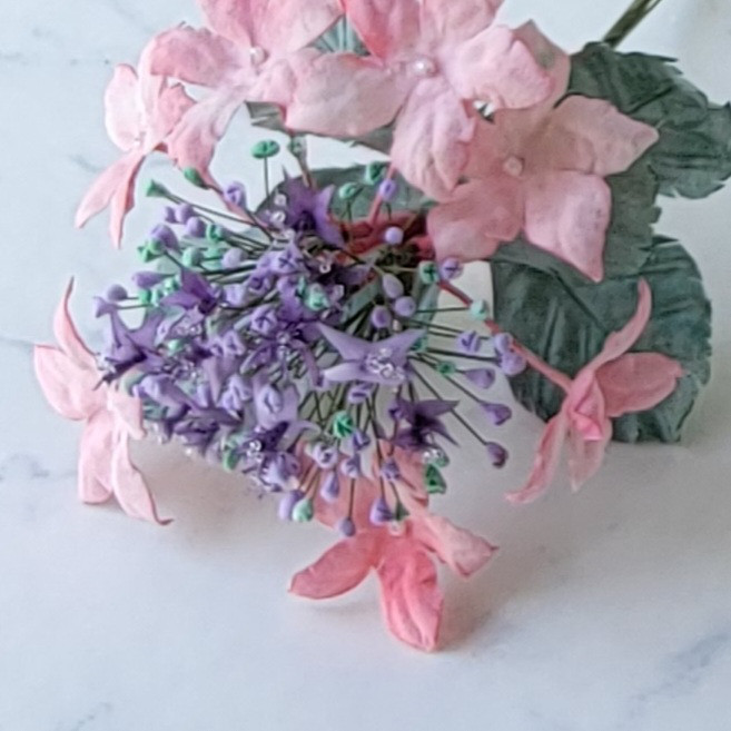 産地直送の布の花屋さん　1輪挿しのガクアジサイ