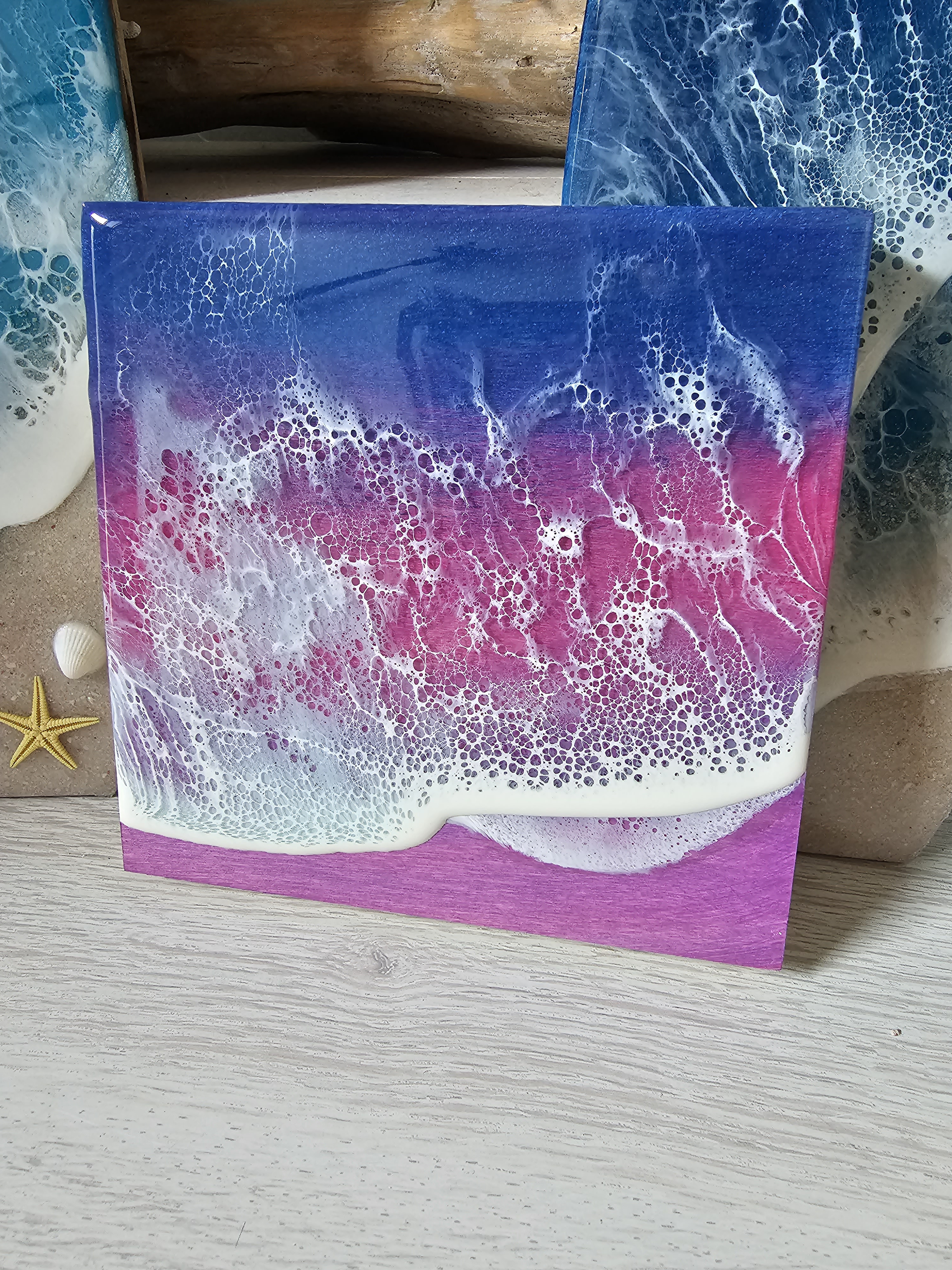 大人気❣️海レジンアート　オーシャンアート　シロナガスクジラ　海の癒し　LED レジンアート オーシャンアート 海アート 水面アート クジラ 夏