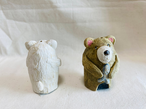 【3702】陶製フィギュア：ぼくの大切なもの（熊） 3枚目の画像
