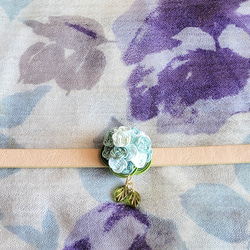 水引の紫陽花の選べるアクセサリー(ﾌﾞﾛｰﾁ､ﾈｯｸﾚｽ､帯留め､ﾎﾟﾆｰﾌｯｸ)～青 8枚目の画像