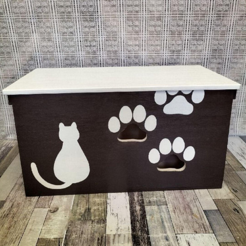 44《キャットハウス》木製ハウス  猫 保護猫 ケージ りんご箱 犬 小屋 木箱 114《キャットハウス》りんご箱 猫 ネコ ペット 木箱 トイレ