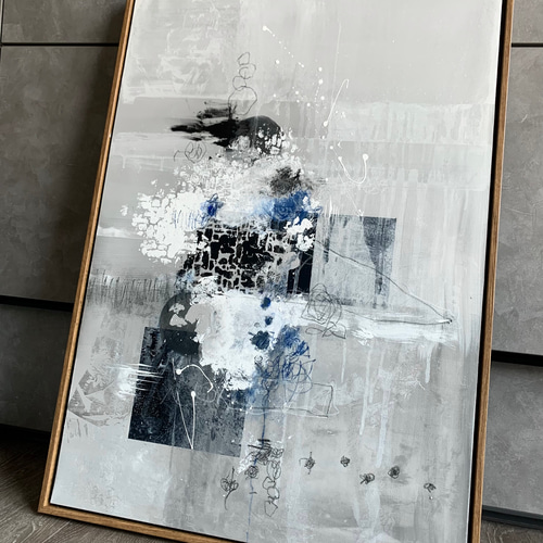 現代アート 70×50㎝ フレーム付き テクスチャーアート モダン 絵画