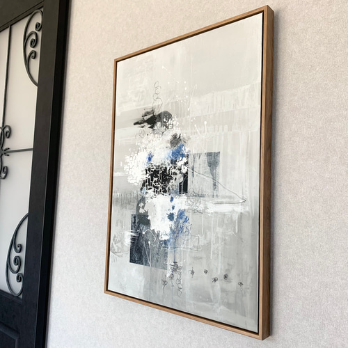 現代アート 70×50㎝ フレーム付き テクスチャーアート モダン 絵画