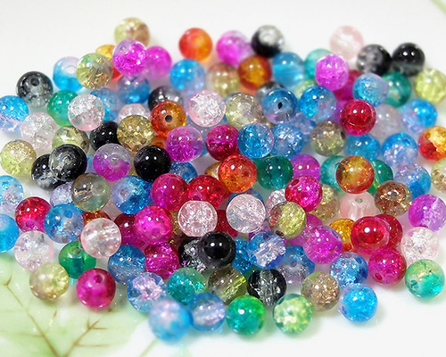 クラックガラスビーズ ツートンカラー カラフル 6mm 30g 100個前後 C-8 