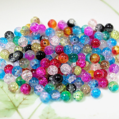 クラックガラスビーズ ツートンカラー カラフル 6mm 30g 100個前後 C-8 