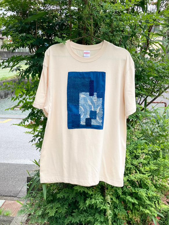 1949 size L 襤褸 リメイク tシャツ 藍染め 藍染 古布 パッチワーク ...