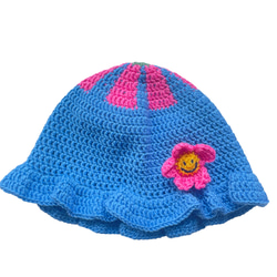 Blue×pink flower hat 1枚目の画像