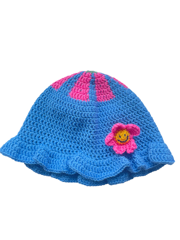 Blue×pink flower hat 1枚目の画像