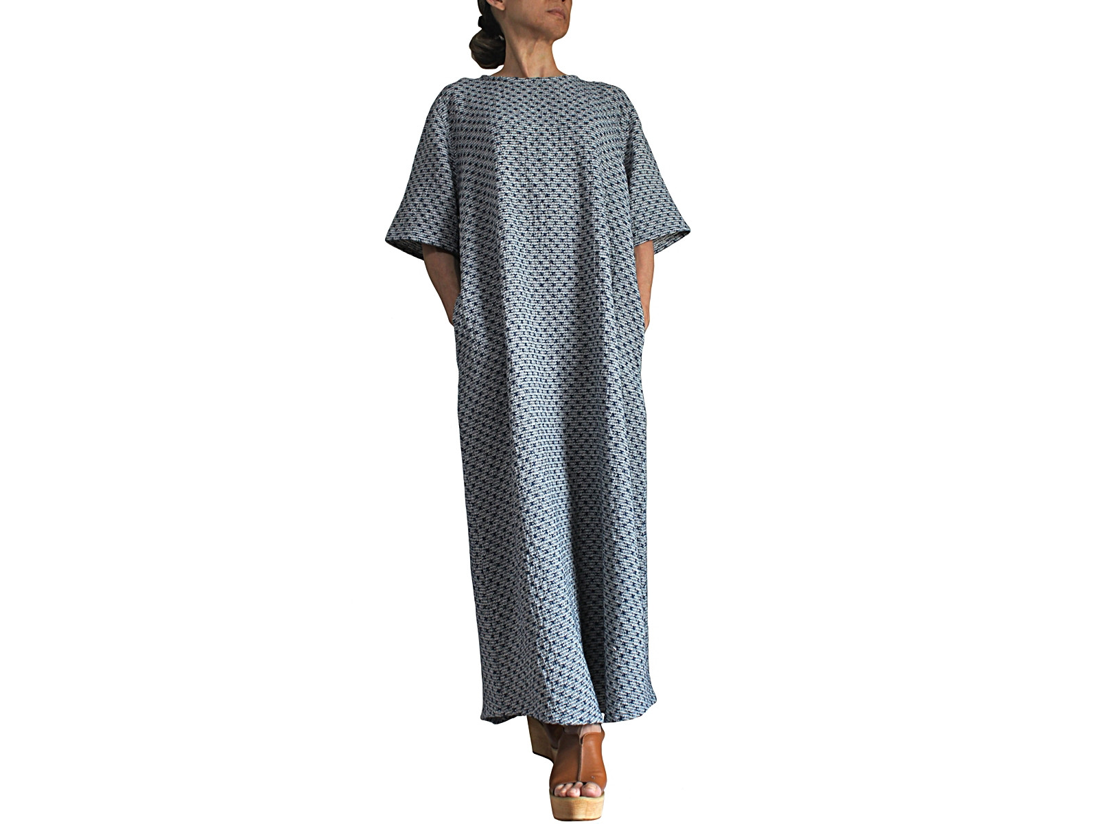 柔らかコットン夏のロングドレス（DFS-072）