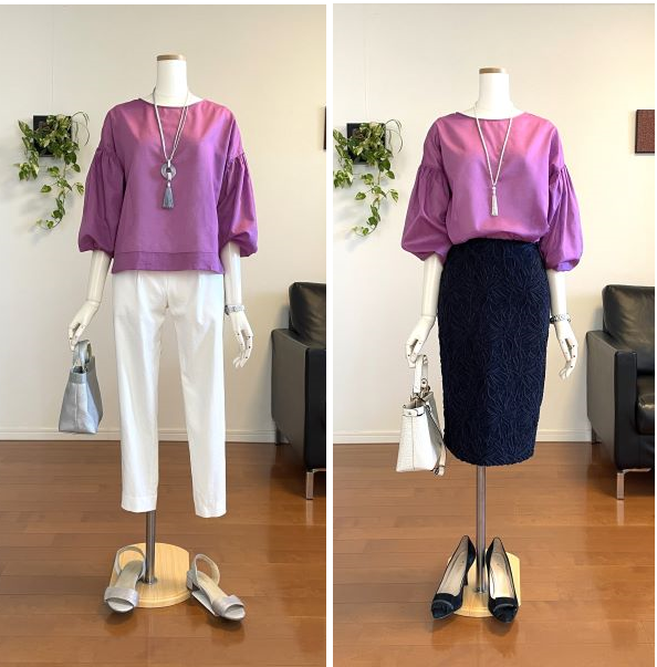 【完成品】5号バルーンブラウス(PurplePink)