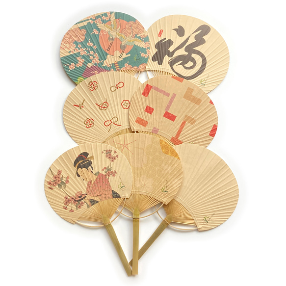 天然の竹から作った紙　たけのかみうちわ　Bamboo Hand Fan 1枚目の画像