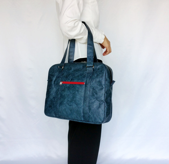 【防水　撥水　超軽量】 タイベックの通勤バッグ 青 A4サイズ 12枚目の画像