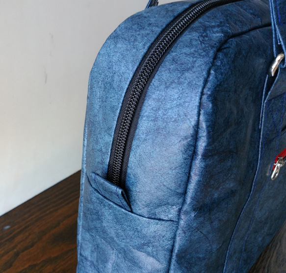 【防水　撥水　超軽量】 タイベックの通勤バッグ 青 A4サイズ 4枚目の画像
