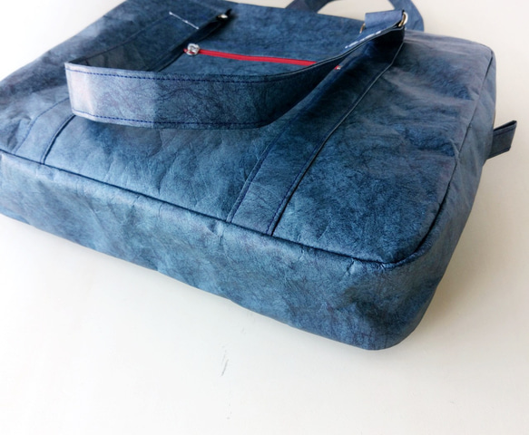 【防水　撥水　超軽量】 タイベックの通勤バッグ 青 A4サイズ 7枚目の画像